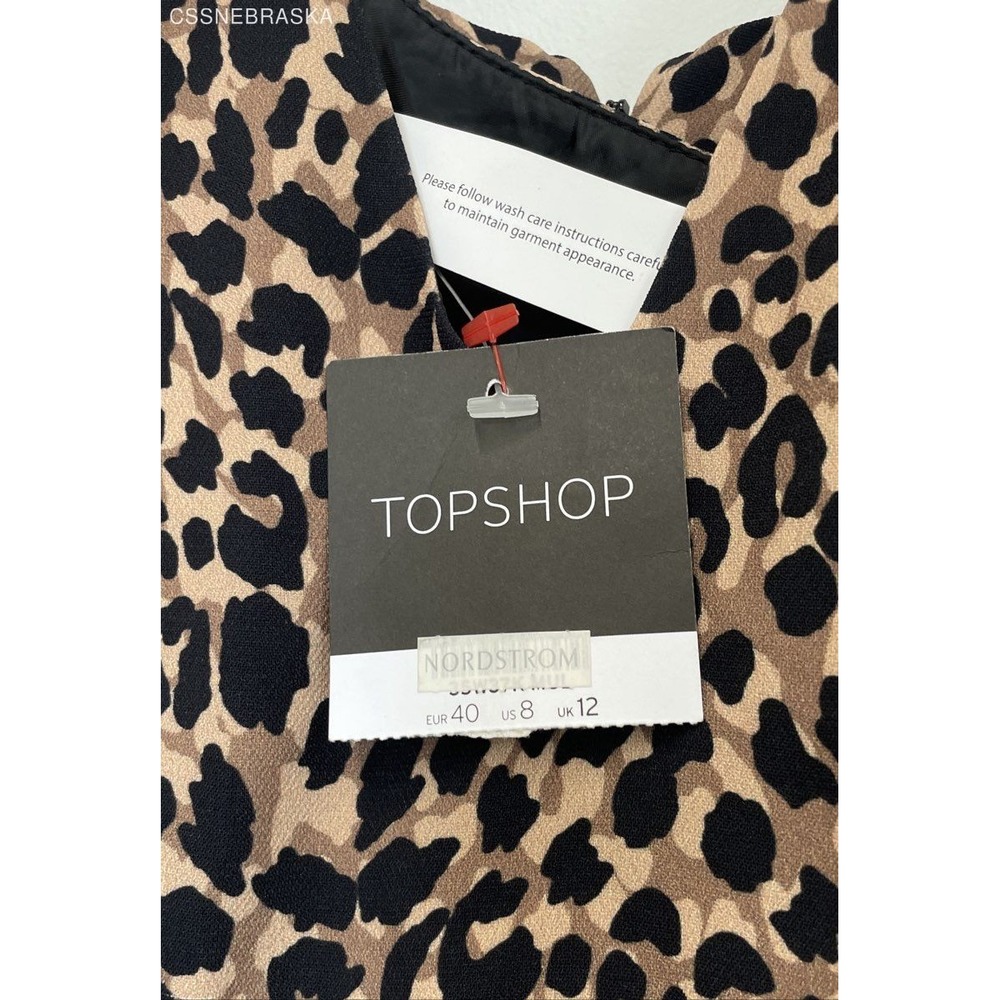 Topshop Brown Leopard Print Pencil Dress - Size‎ 8 - Picture 3 of 5